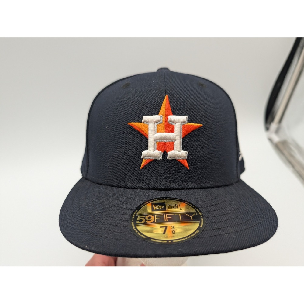 New Era 59FIFTY Houston Astros Navy Blue Fitted Hat Size 7 3/8 MLB On-Field Cap